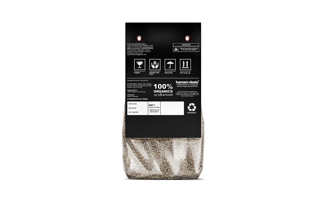 Hamam Dasta Organic Cumin Seeds Jeera   Pack  800 grams